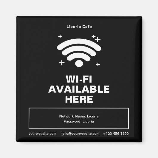 QR Code Bedrijfsnaam Minimale WiFi Details Magneet (Voorkant)
