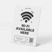 QR Code Bedrijfsnaam Minimale WiFi Details Reclamebord Met Voetstuk (Voorkant)