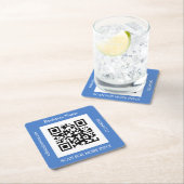 QR-code Bedrijfsnaam, website-aanbieding, blauw Kartonnen Onderzetters (Insitu)