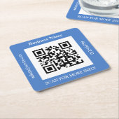 QR-code Bedrijfsnaam, website-aanbieding, blauw Kartonnen Onderzetters (Schuin)