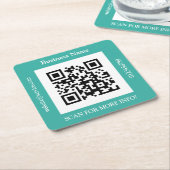 QR-code Bedrijfsnaam, website-aanbieding, Blauwgro Kartonnen Onderzetters (Schuin)