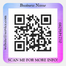 QR Code bedrijfsnaam website promo, blauw en paars
