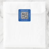 QR Code Bedrijfsnaam Website Promo Deep Blue Vierkante Sticker (Tas)