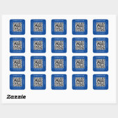 QR Code Bedrijfsnaam Website Promo Deep Blue Vierkante Sticker (Vel)