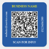 QR Code Bedrijfsnaam Website Promo Deep Blue vs 2 Vierkante Sticker (Voorkant)