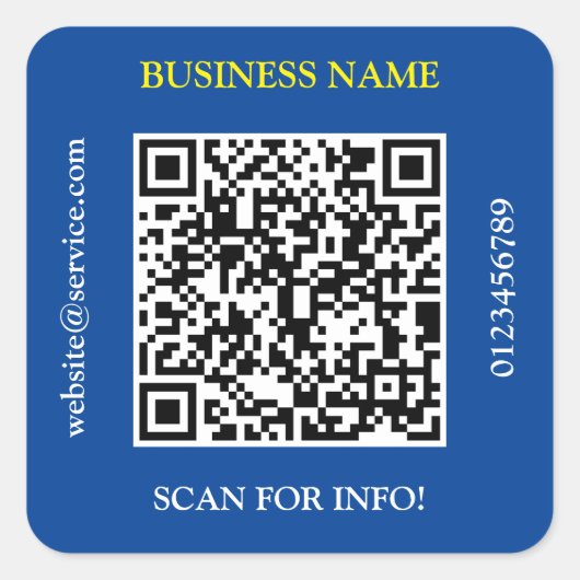 QR Code Bedrijfsnaam Website Promo Deep Blue vs 2 Vierkante Sticker (Voorkant)