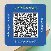 QR Code Bedrijfsnaam Website Promo Deep Blue vs 2 Vierkante Sticker