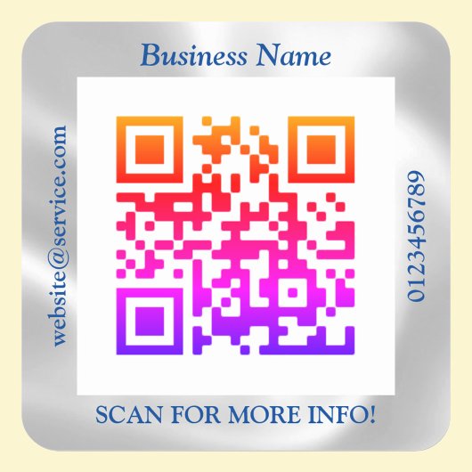 QR Code Bedrijfsnaam Website Promo, Iridescent Vs Vierkante Sticker
