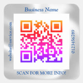 QR Code Bedrijfsnaam Website Promo, Iridescent Vs Vierkante Sticker (Voorkant)