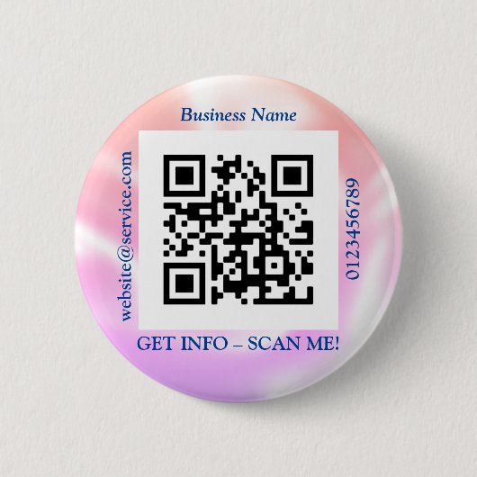 QR-code bedrijfsnaam website promo, iriserend Ronde Button 5,7 Cm (Voorkant)
