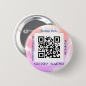 QR-code bedrijfsnaam website promo, iriserend Ronde Button 5,7 Cm (Voorkant /achterkant)