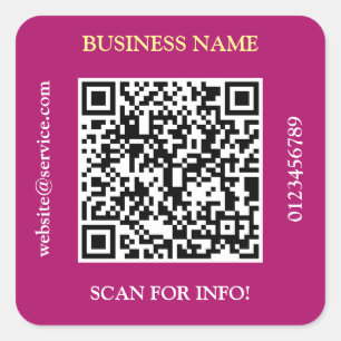 QR Code Bedrijfsnaam Website Promo Maroon Vierkante Sticker