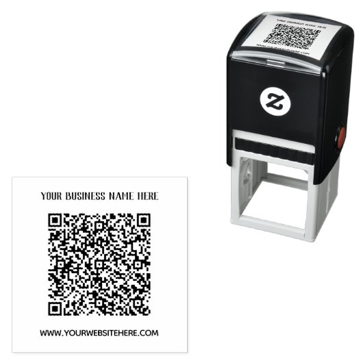 QR-code Bedrijfsnaam Website Stempel Voorbeeld (In situ)