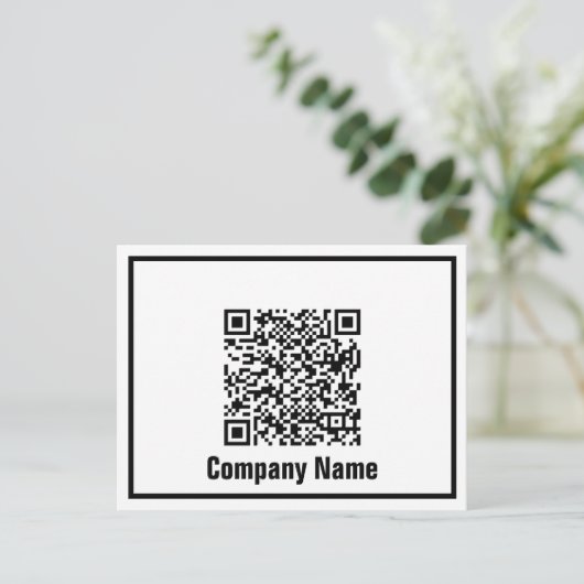 QR-code bedrijfsnaam (zwart/wit) Briefkaart (Staand voorkant)