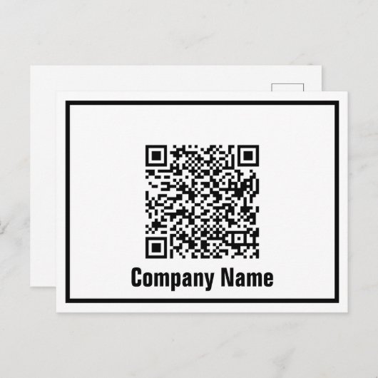QR-code bedrijfsnaam (zwart/wit) Briefkaart (Voorkant / Achterkant)