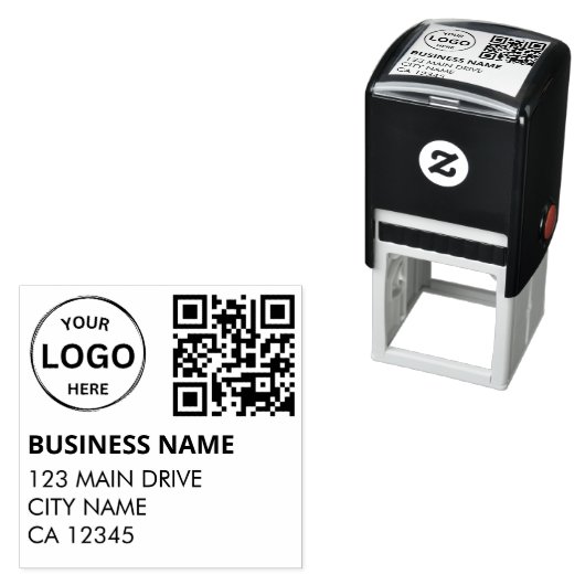 QR Code bedrijfsretouradres Professionele Logo Zelfinktende Stempel (In situ)