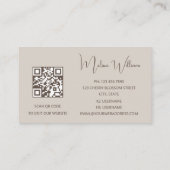 QR-code | Beige Abstract Art Initialen Visitekaartje (Achterkant)