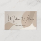 QR-code | Beige Abstract Art Initialen Visitekaartje (Voorkant)