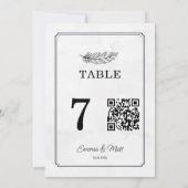 QR-code beige elegante trouwtafel nummerkaart (Achterkant)
