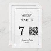 QR-code beige elegante trouwtafel nummerkaart (Voorkant / Achterkant)