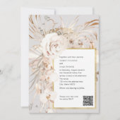 QR-code, beige elegante waterverf florale bruiloft Kaart (Voorkant)