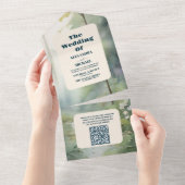 QR Code Bergbos Elegante Rustieke Bruiloft All In One Uitnodiging (Afscheurbaar)