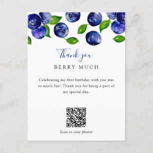 QR Code Berry Eerste Verjaardag Blueberry Bedankt Briefkaart