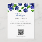 QR Code Berry Eerste Verjaardag Blueberry Bedankt Briefkaart (Voorkant)
