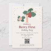 QR Code Bes Berry Eerste Verjaardag Erfstuk Aardbe Kaart (Voorkant)