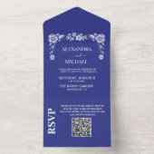 QR Code Bestemming Griekenland Santorini Bruiloft All In One Uitnodiging (Binnen)