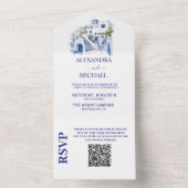 QR Code Bestemming Griekenland Santorini Bruiloft All In One Uitnodiging (Binnen)