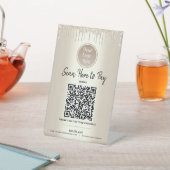 QR-code betaal hier Gold Glitter Drift Aangepaste  Reclamebord Met Voetstuk (Insitu)