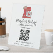 QR Code Betaal Hier Rode Mixer Bakkerij Sokkel Bor Reclamebord Met Voetstuk (Insitu)