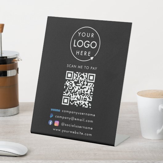 QR-code Betalen | Venmo Paypal Payment Business Bl Reclamebord Met Voetstuk (Insitu)