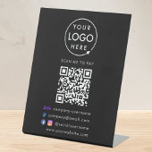 QR-code Betalen | Zelle PayPal Business Black Reclamebord Met Voetstuk
