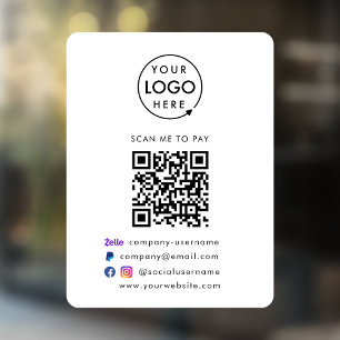 QR-code Betalen   Zelle PayPal Business Logo Raamsticker