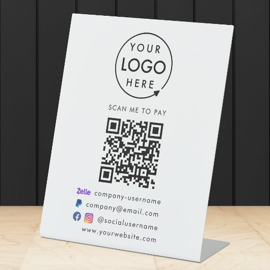 QR-code Betalen | Zelle PayPal Business Logo Reclamebord Met Voetstuk