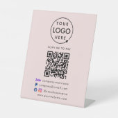 QR-code Betalen | Zelle PayPal Business Pink Reclamebord Met Voetstuk (Voorkant)