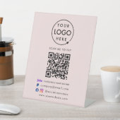 QR-code Betalen | Zelle PayPal Business Pink Reclamebord Met Voetstuk (Insitu)
