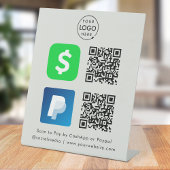 QR-code Betaling | CashApp Paypal Scan naar Grijs  Reclamebord Met Voetstuk