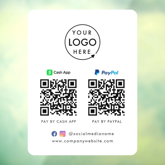 QR-code Betaling | CashApp Paypal Scan naar Pay Lo Raamsticker (Vel 3)