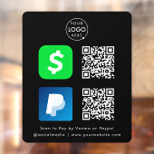 QR-code Betaling | CashApp Paypal Scan naar zwart  Raamsticker (Vel 2)