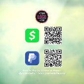 QR-code Betaling | CashApp Paypal Scan naar zwart  Raamsticker (Vel 3)