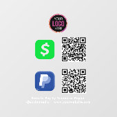 QR-code Betaling | CashApp Paypal Scan naar zwart  Raamsticker (Vel)
