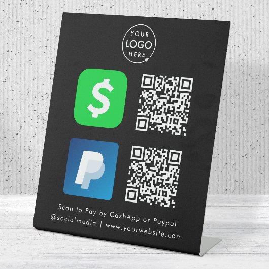 QR-code Betaling | CashApp Paypal Scan naar zwart  Reclamebord Met Voetstuk