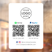 QR-code betaling | CashApp Paypal Scan om te betal Raamsticker (Vel 2)