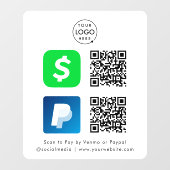 QR Code Betaling | CashApp Paypal Scan om te Betal Raamsticker (Vel)
