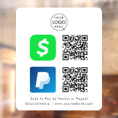 QR Code Betaling | CashApp Paypal Scan om te Betal Raamsticker (Vel 2)