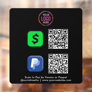 QR Code Betaling CashApp Paypal Scan om te Betal Raamsticker