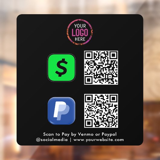 QR Code Betaling | CashApp Paypal Scan om te Betal Raamsticker (Vel 2)